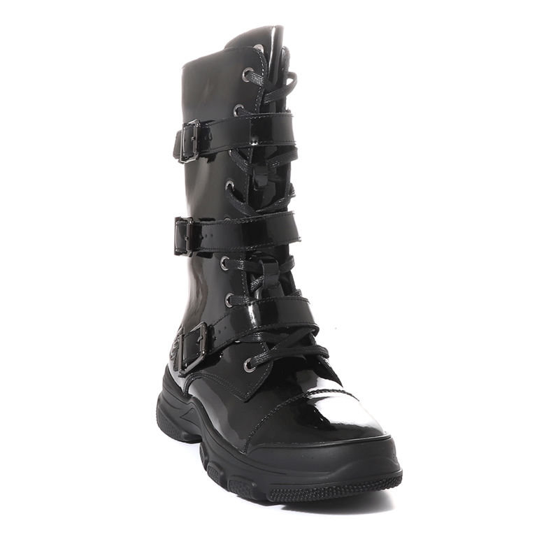Benvenuti women biker boots in black leather 3742DC010LN