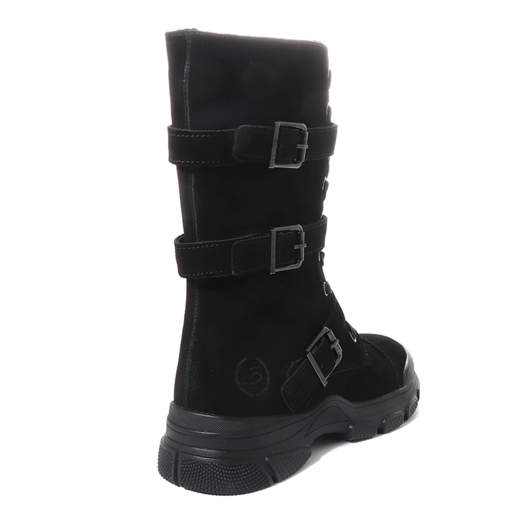 Benvenuti women biker boots in black suede leather 3742DC010VN