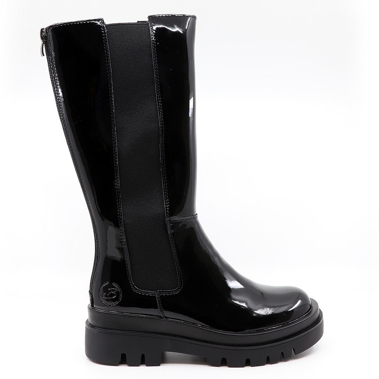 Benvenuti women biker boots in black patent leather 3742DC008LN