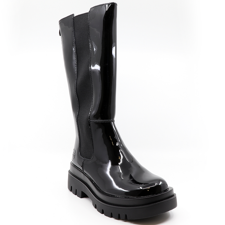 Benvenuti women biker boots in black patent leather 3742DC008LN
