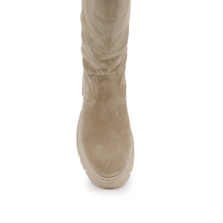 Benvenuti women boots in beige suede leather 804DC6210VBE