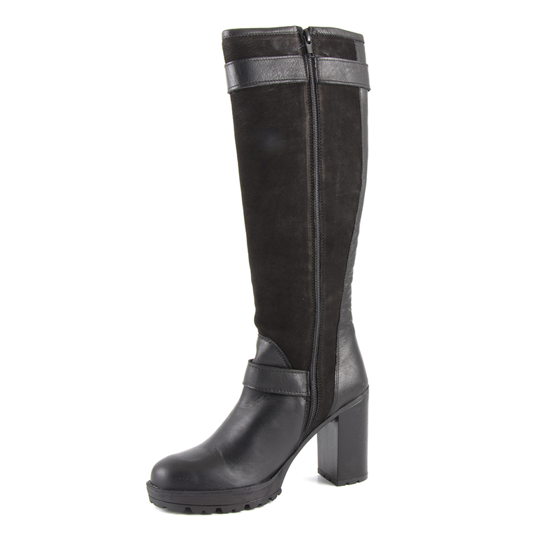 Women's boots Benvenuti black leather with high heel 518dc3423936n