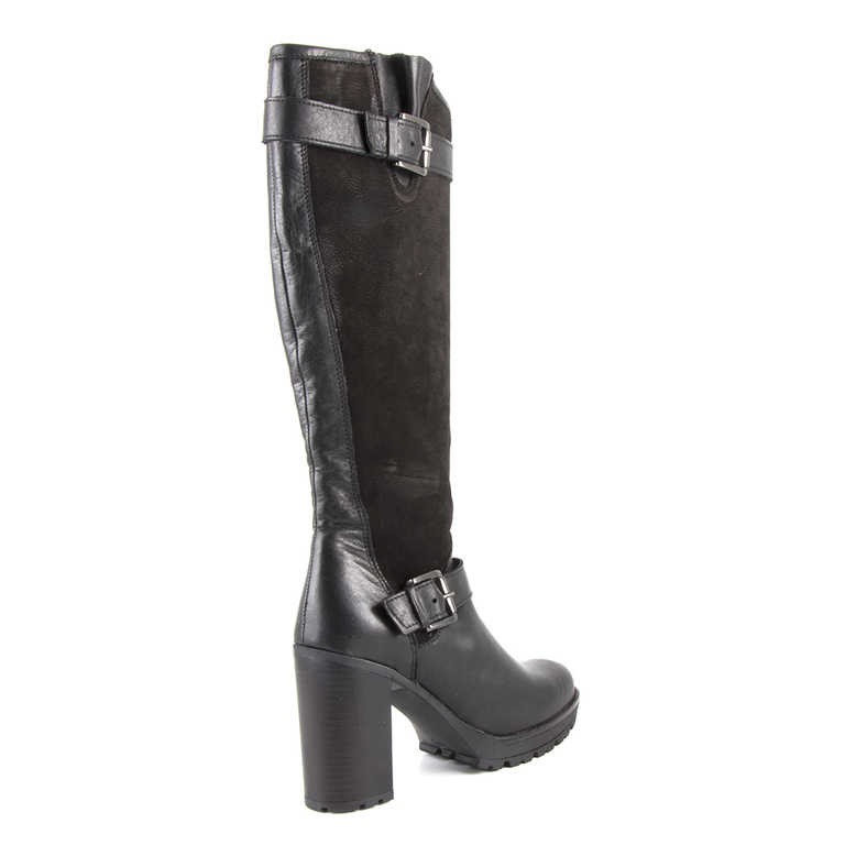 Women's boots Benvenuti black leather with high heel 518dc3423936n