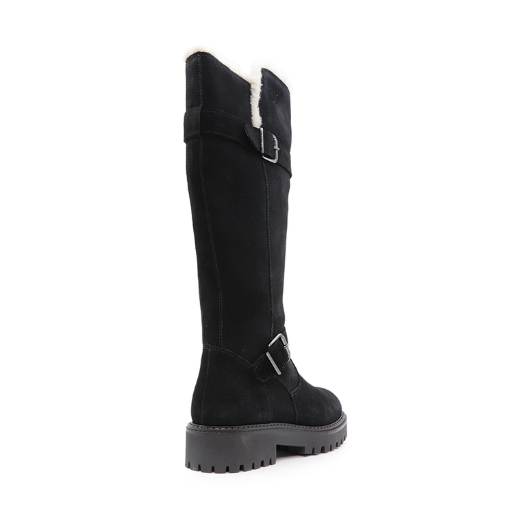 Benvenuti women boots in black suede leather 804DC1645VN
