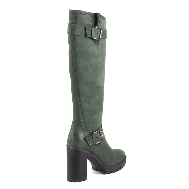 Women's boots Benvenuti green leather with high heel 518dc3423936v