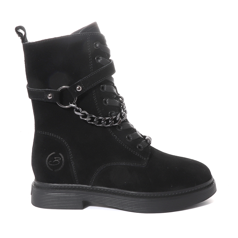 Benvenuti women army boots in black suede leather 3742DG012VN