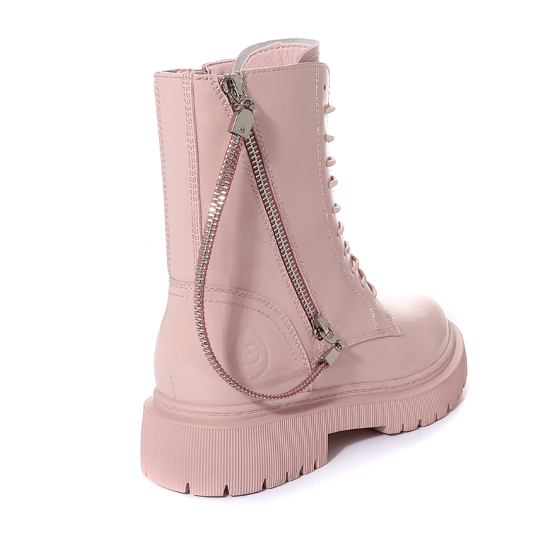 Benvenuti women army boots in pink patent leather 3742DG001RO