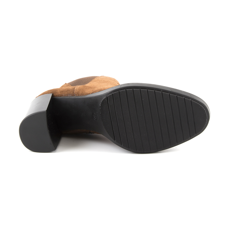 Benvenuti women's chelsea boots in  brown cognac suede with medium heel 510DG5534791VCU