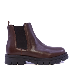 Ghete chelsea femei Benvenuti maro din piele și textil 512DG4853M