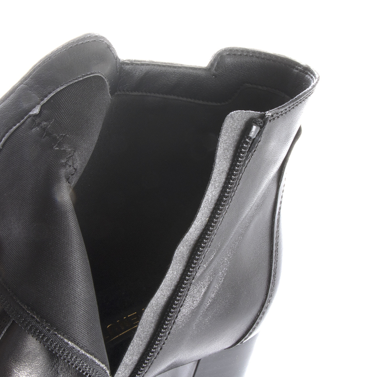 Benvenuti women's chelsea boots in black leather with side elastic 800DG6846N