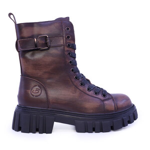Ghete chunky femei Benvenuti maro din piele 3742DG130TDM