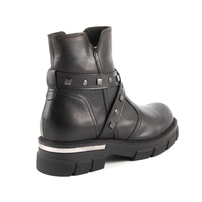 Benvenuti women's combat boots in black leather with targets 510DG5554776N