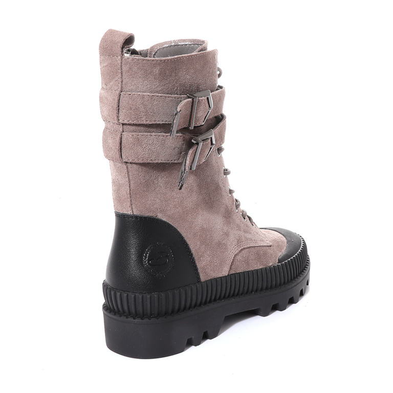 Benvenuti women combat boots in taupe suede leather 3742DG160VTA