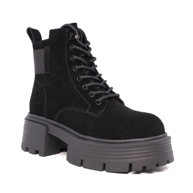 Women's lace-up Benvenuti black suede boots 3746DG156VN.