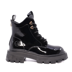 Women's lace-up Benvenuti black patent leather boots 3746DG144LN.