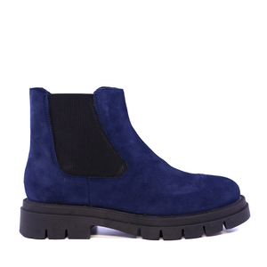 Ghete femei Benvenuti bleumarin din piele întoarsă și textil 512DG6019VBL