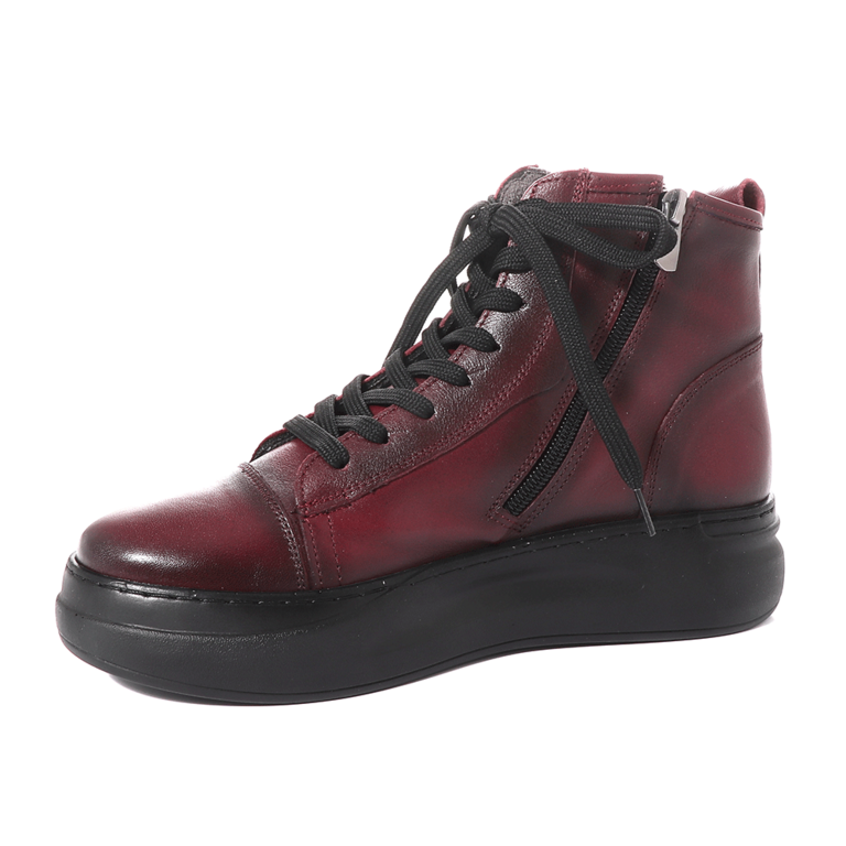 Benvenuti women boots in burgundy leather 2532DG1080BO