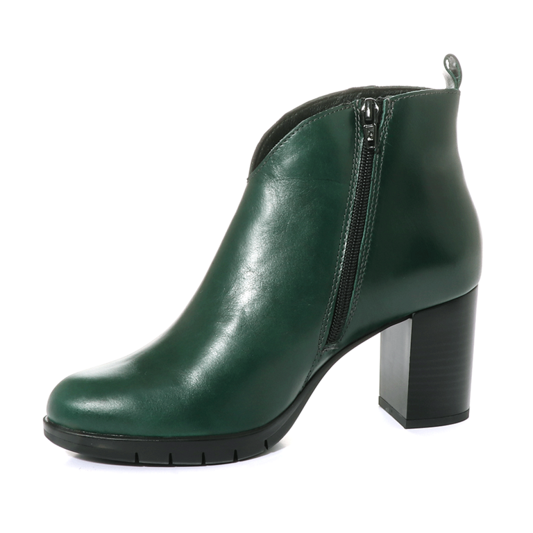 Benvenuti women mid heel boots in green leather 512DG7365203V