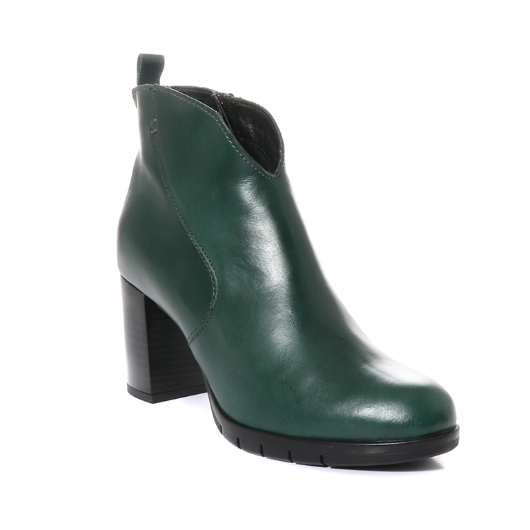 Benvenuti women mid heel boots in green leather 512DG7365203V