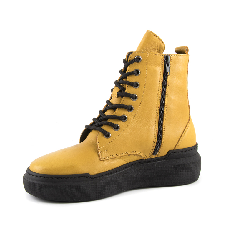 Benvenuti women's ankle boots in yellow leather 510DG5384855G