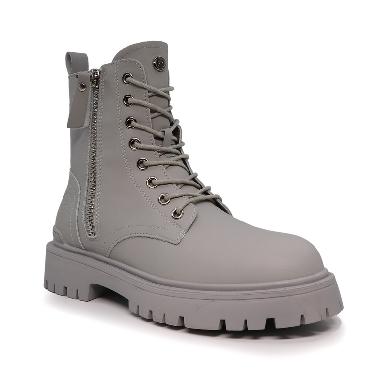 Benvenuti women cross strap boots in gray leather 3744DG040VGR