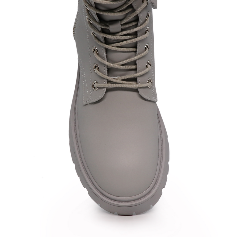 Benvenuti women cross strap boots in gray leather 3744DG040VGR