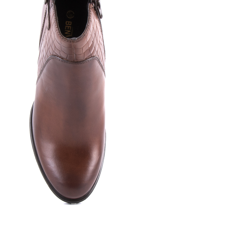 Women's boots Benvenuti brown leather with high heel 808dg5093m
