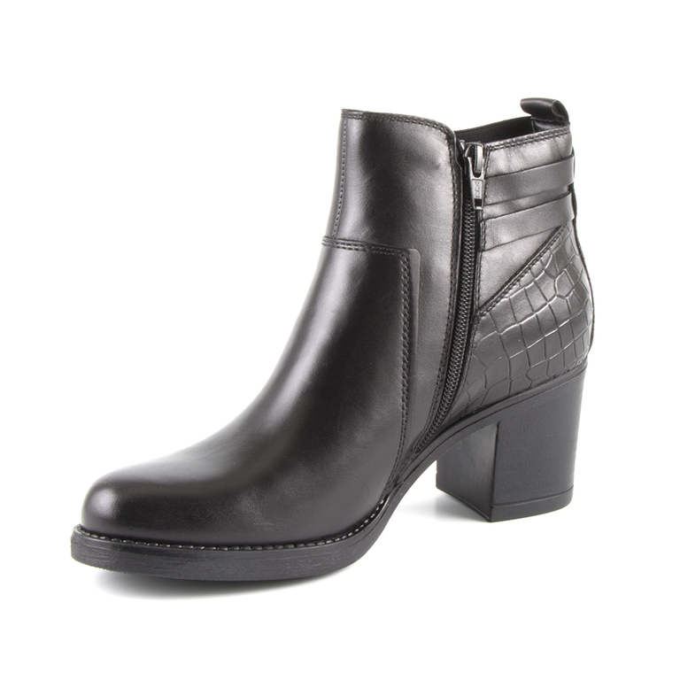 Women's boots Benvenuti blackleather with medium heel 808dg3365n