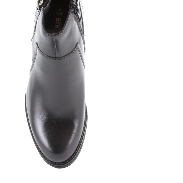 Women's boots Benvenuti blackleather with medium heel 808dg3365n