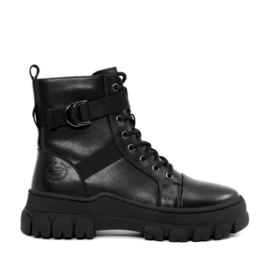 Ghete femei Benvenuti negre din piele cu accesorii metalice deco 3740DG013N