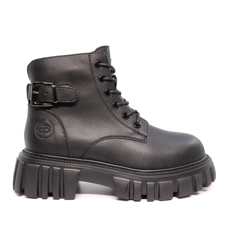 Benvenuti women top stich ankle boots in black leather 3744DG039N