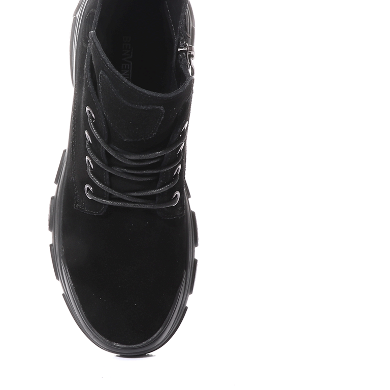 Women's low-cut Benvenuti black suede boots 3746DG016VN.