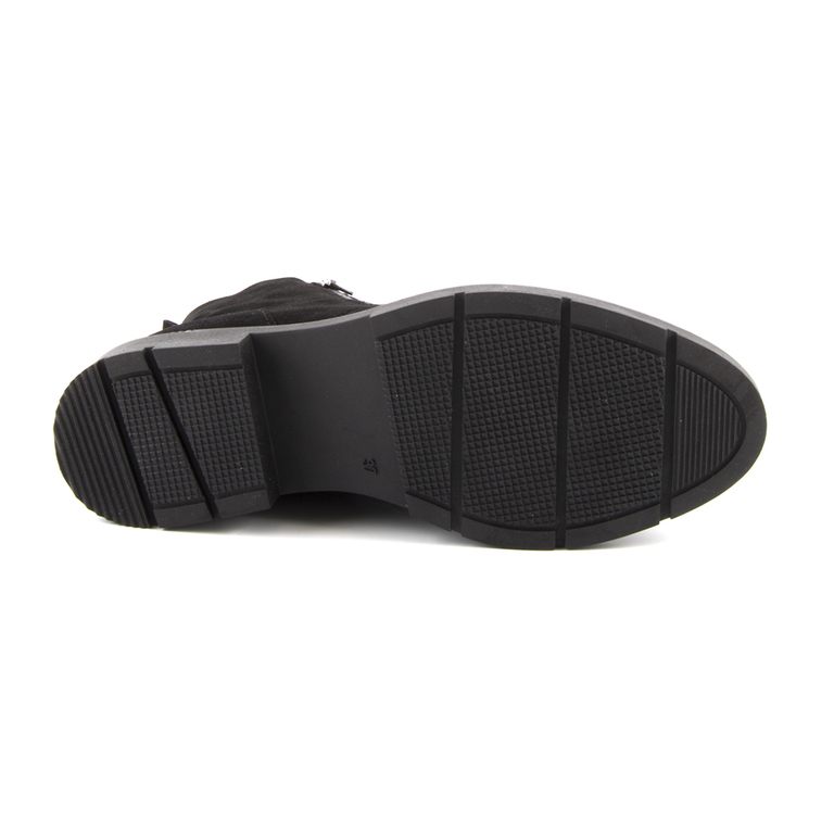 Benvenuti women's ankle boots in black suede with deco zipper 510DG5562385VN