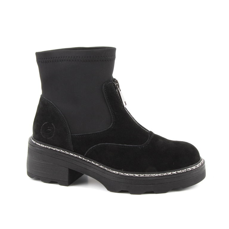 Benenuti women's ankle boots in black suede with elastic collar  3740DG238975VN