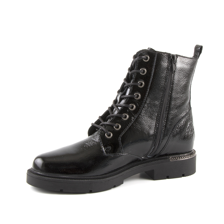 Benvenuti women's ankle boots in  black patent leather with deco zipper 510DG5562385LN