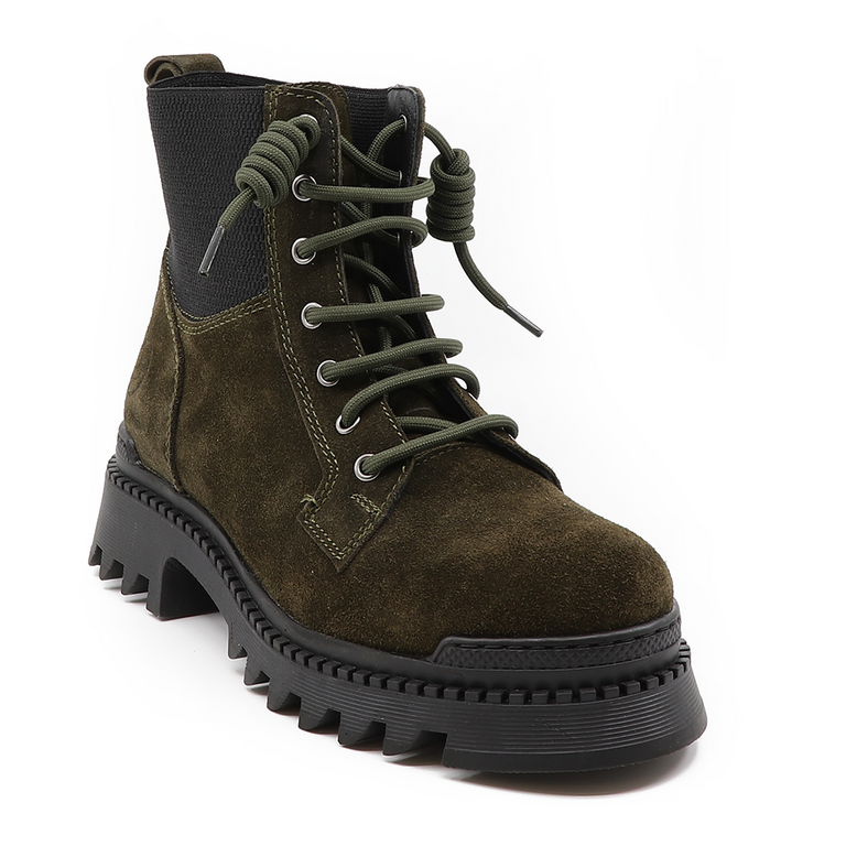 Benvenuti women ankle boots in khaki suede leather 2972DG3302VKA