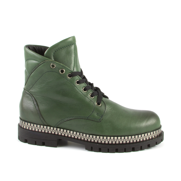 Benvenuti women's ankle boots in green leather with deco zipper 510DG5614819V