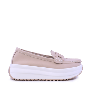 Mocasini femei Benvenuti nude din piele cu accesoriu deco 1941DM026NU