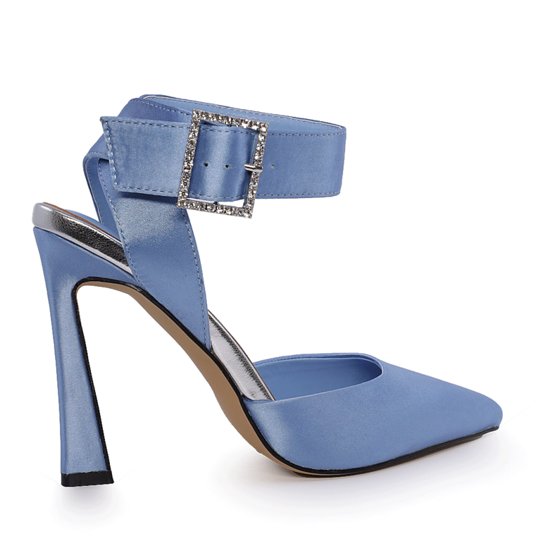 Pantofi slingback femei Benvenuti albastru deschis din satin 1207DD2408RAAZ