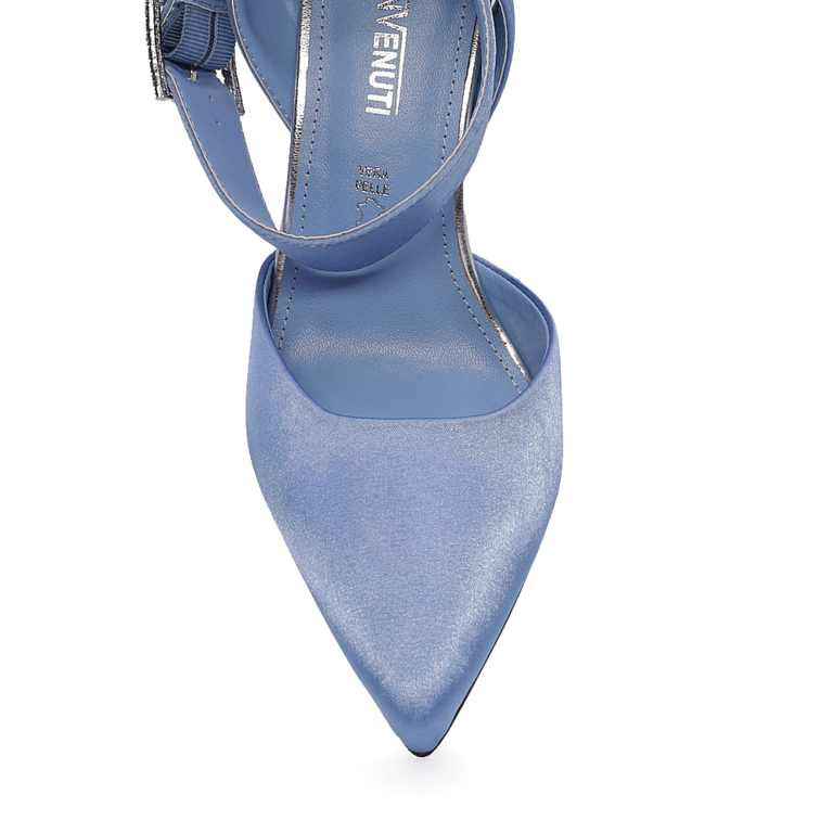 Pantofi slingback femei Benvenuti albastru deschis din satin 1207DD2408RAAZ