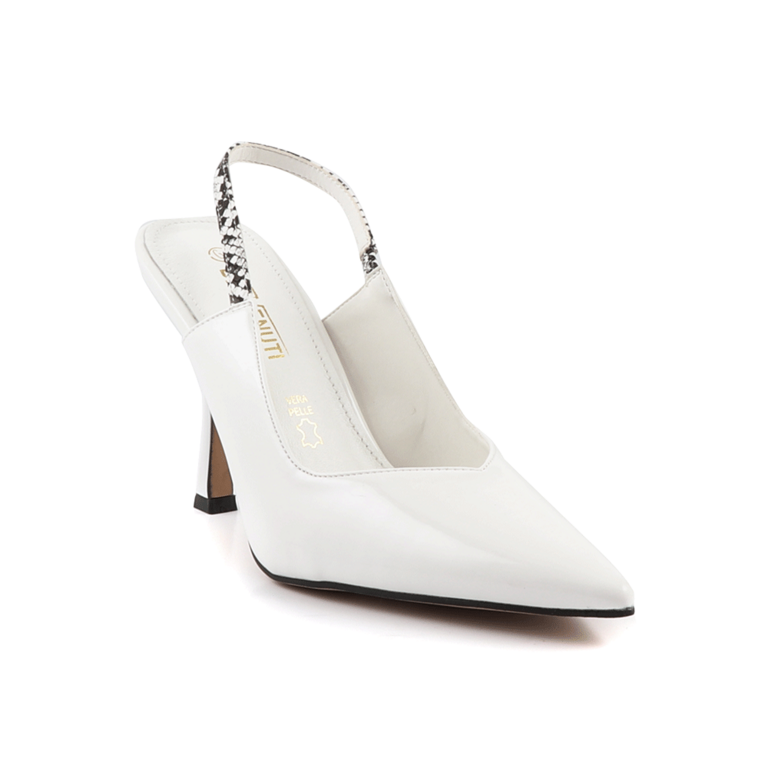 Benvenuti women's slingback stilettos in white faux leather high heel 1201DD2354LA