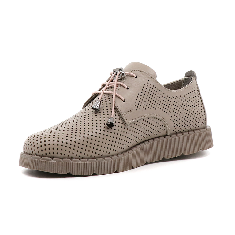 Benvenuti women shoes in taupe perforated leather 2753DPF4210TA