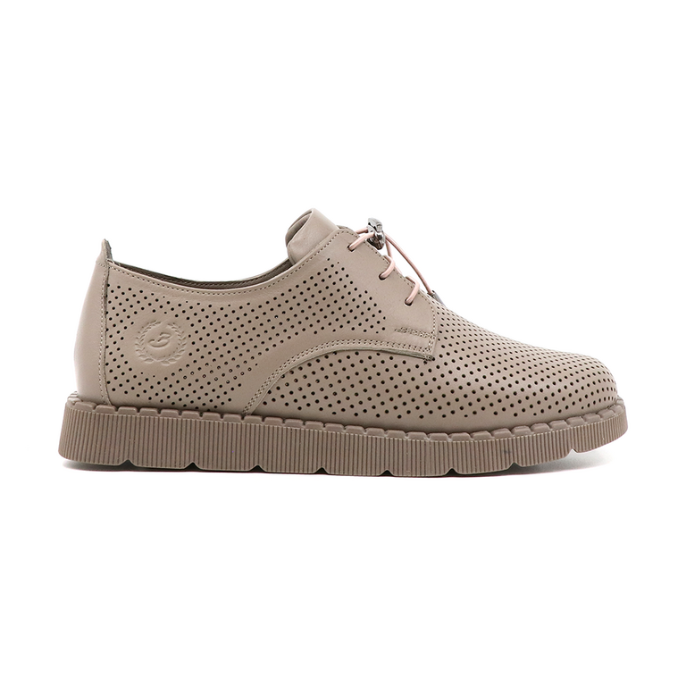 Benvenuti women shoes in taupe perforated leather 2753DPF4210TA