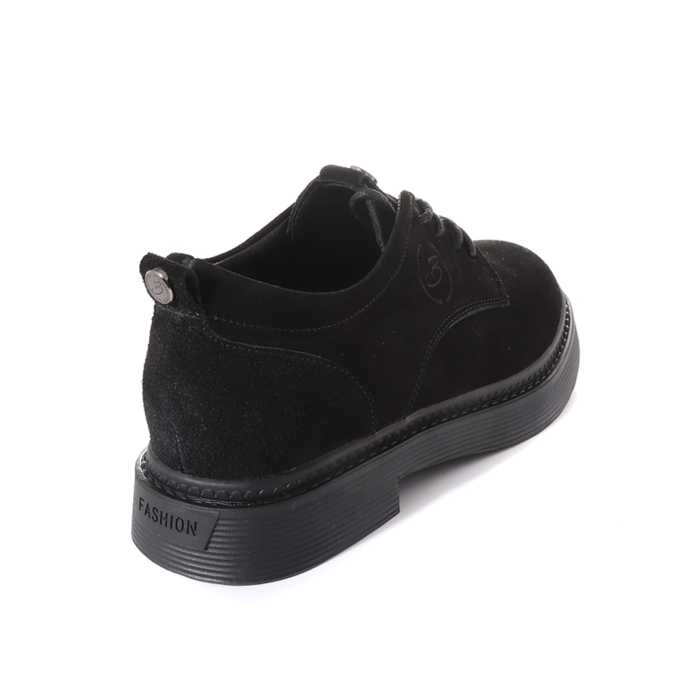 Benvenuti women derby shoes in black suede leather 3742DP206VN

