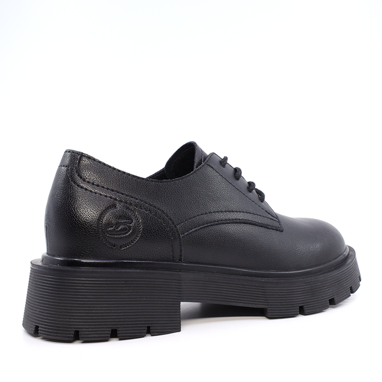 Benvenuti women derby shoes in black genuine leather 3745DP601N