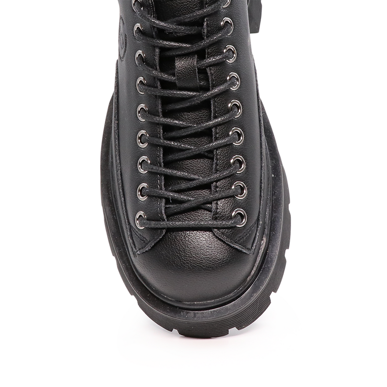 Benvenuti women's black natural leather lace up shoes 3747DP602N