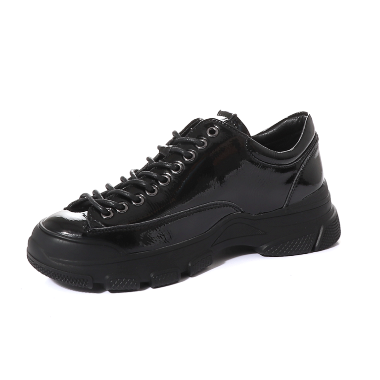 Benvenuti women lace up shoes in black patent leather 3742DP205LN