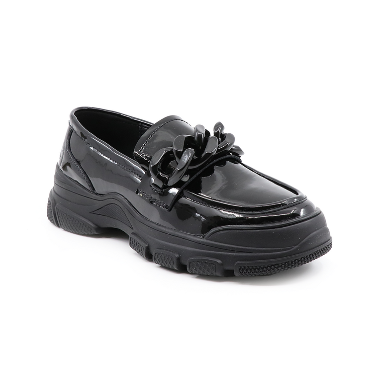 Pantofi loafer femei Benvenuti negri din piele lacuită 3745dp403ln