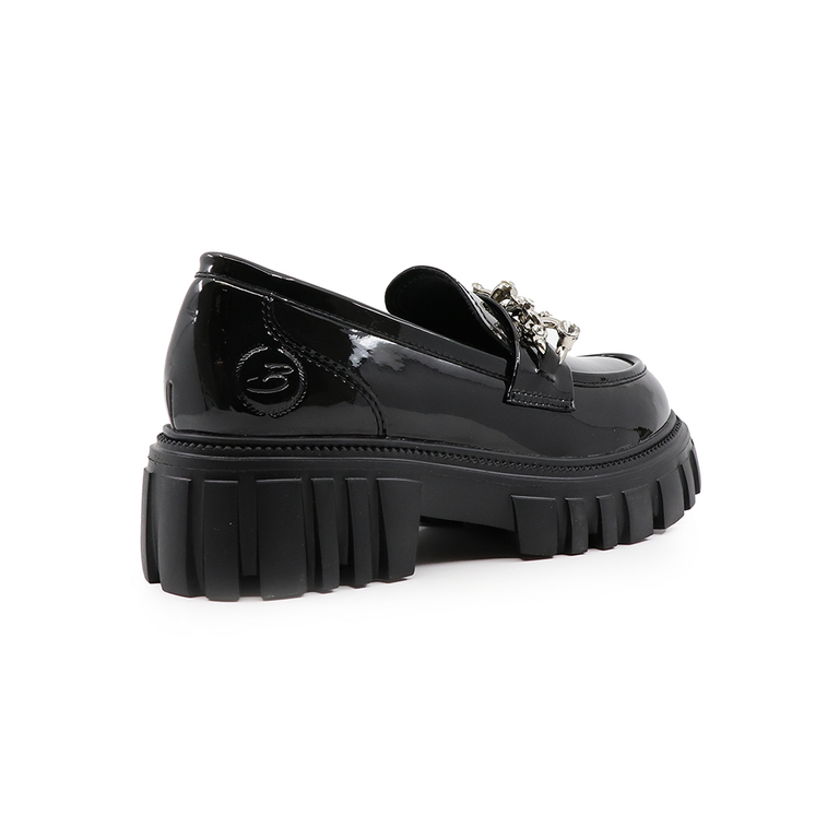 Pantofi loafer femei Benvenuti negri din piele lacuită 3745dp501ln