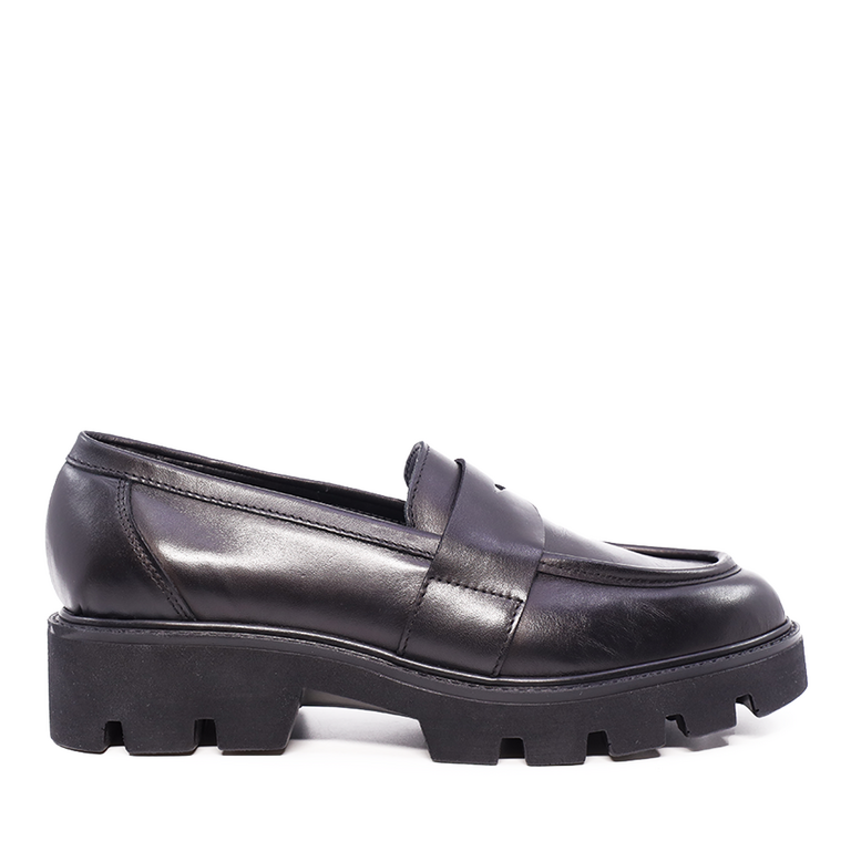 Women's black Benvenuti loafers made of genuine leather 686DP28180N.